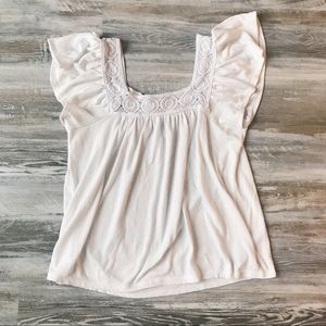 Old Navy White Square-Neck Crochet-Trim Top